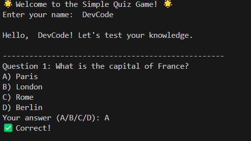 Quiz Game in Python