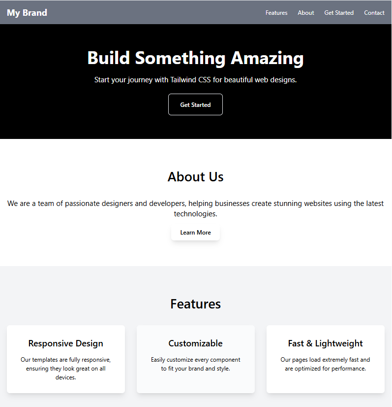 Responsive Tailwind CSS Landing Page Template