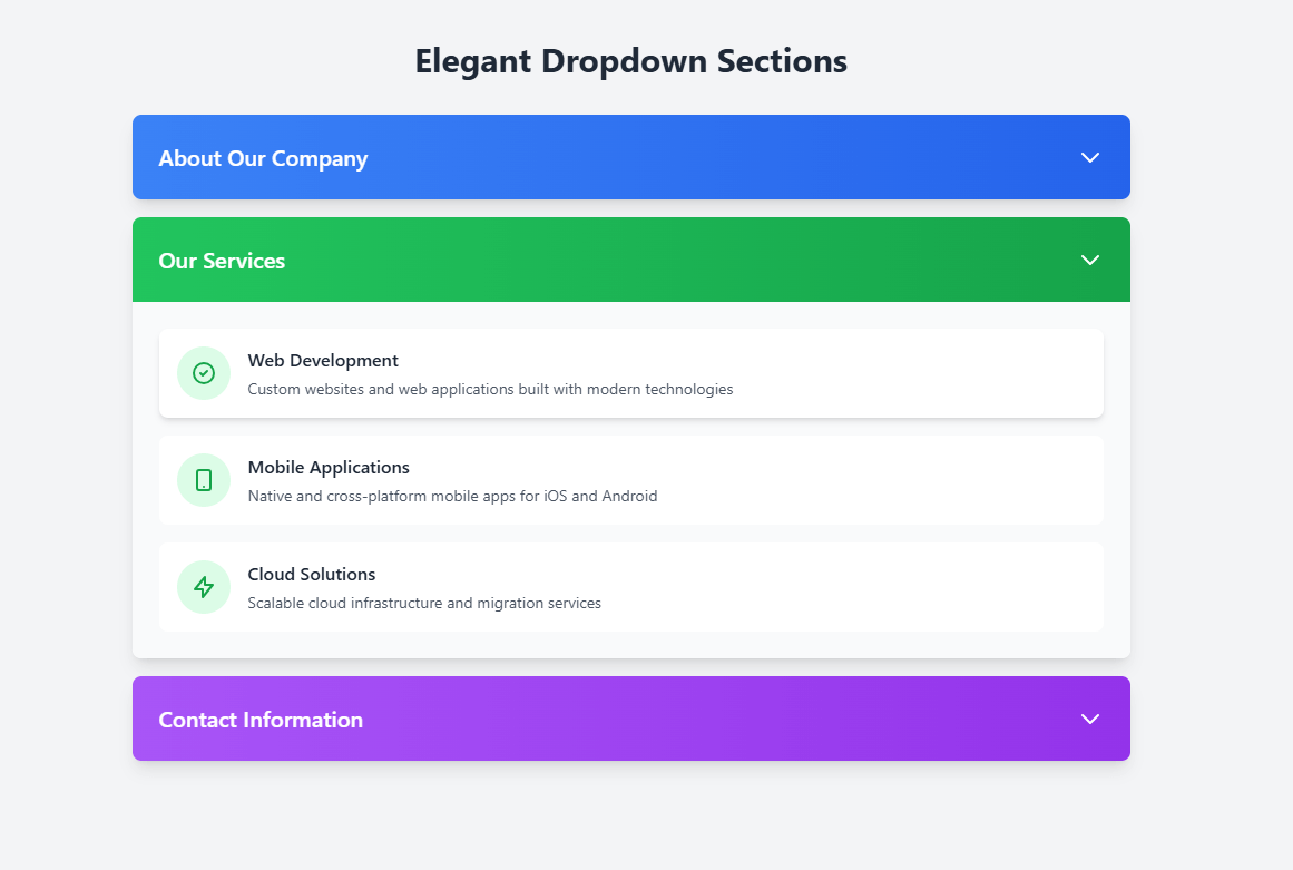 Elegant Animated Dropdown Sections